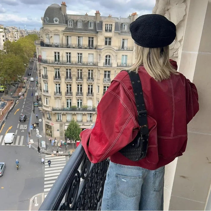 Renée | Oversized Point-Collar Bomber Jacket