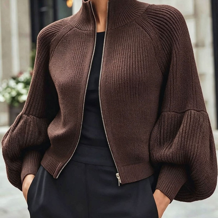 Gwyneth | Cropped Zip-Up Knit Cardigan