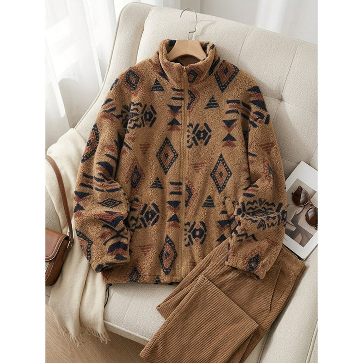Carmen | Geometric Pattern Zip-Up Jacket