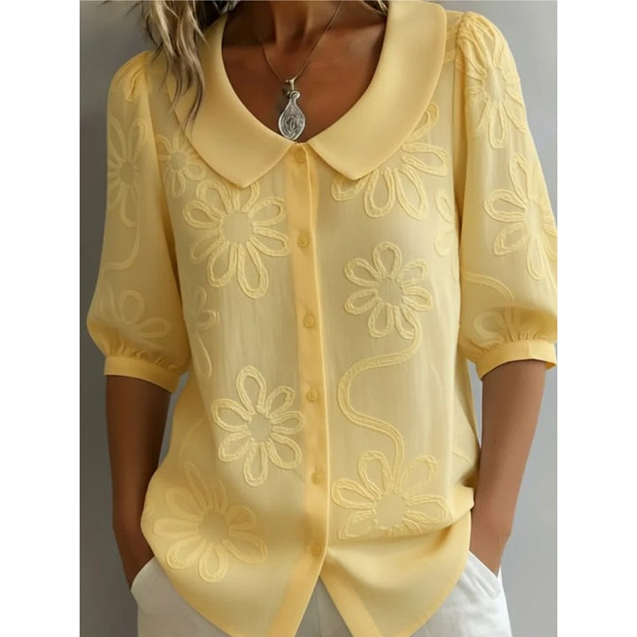 Alyssa | Floral Embroidered Button-Down Blouse