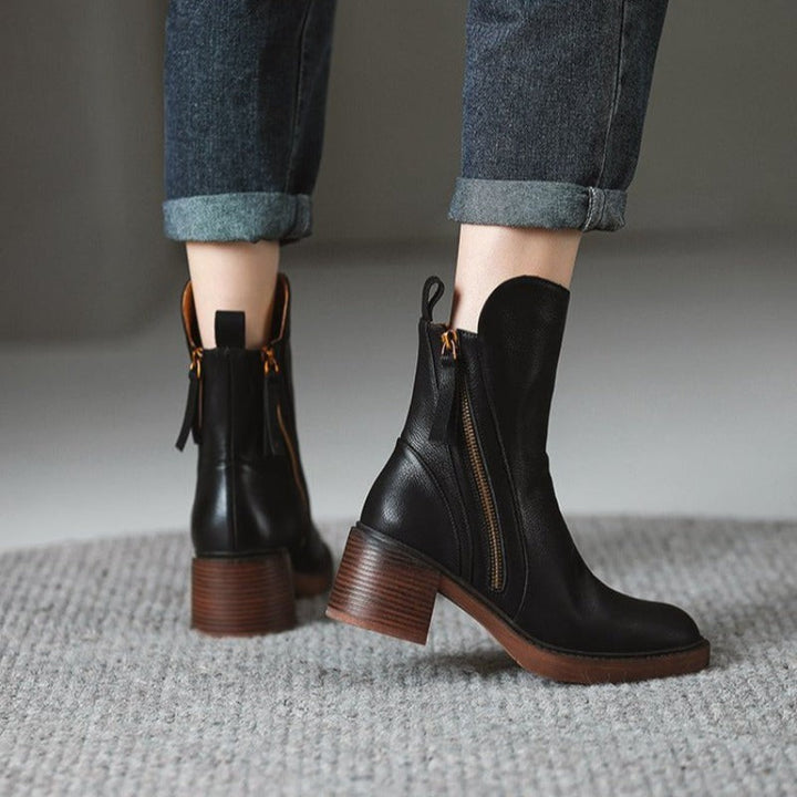 Sophia | Minimalist Block-Heel Ankle Boots
