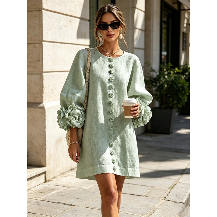 Anita | Floral Appliqué Cuffs and Button Front