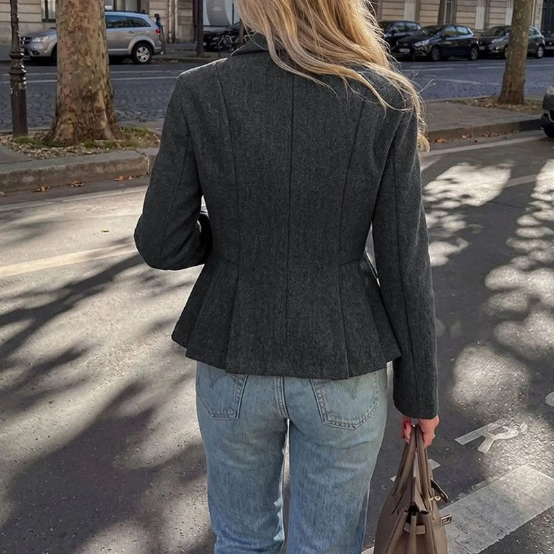 Women's Peplum Blazer | Tailored Dark Grey Jacket