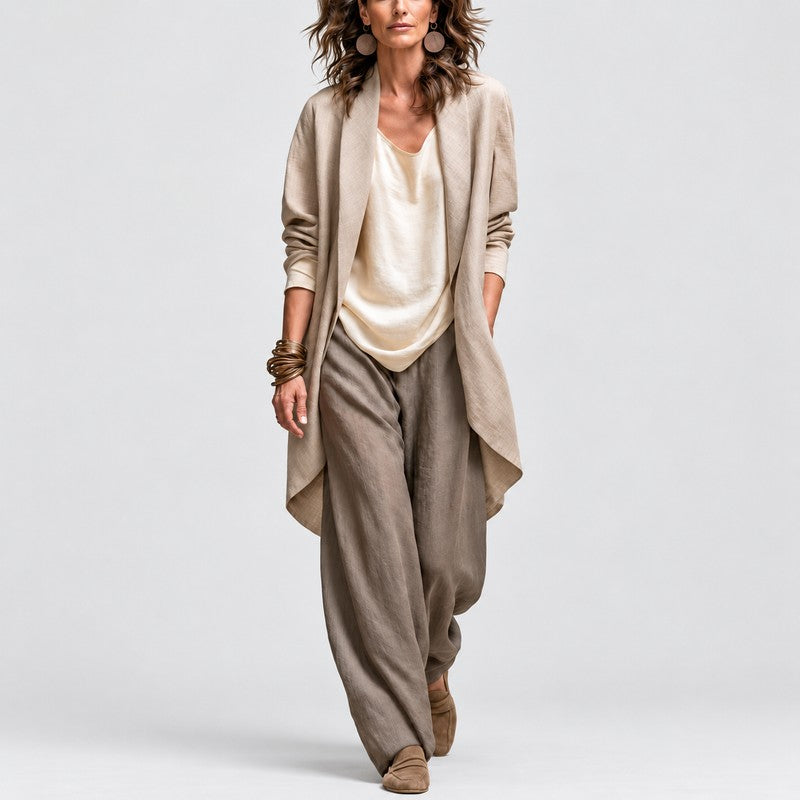 Simone | Open-Front Jacket Wide-Leg Trouser Set