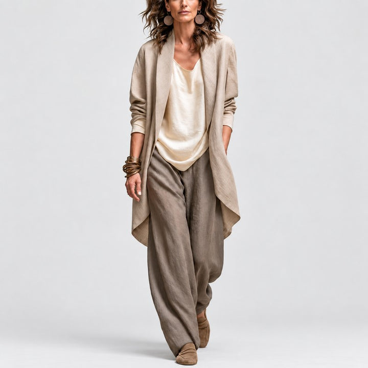 Simone | Open-Front Jacket Wide-Leg Trouser Set