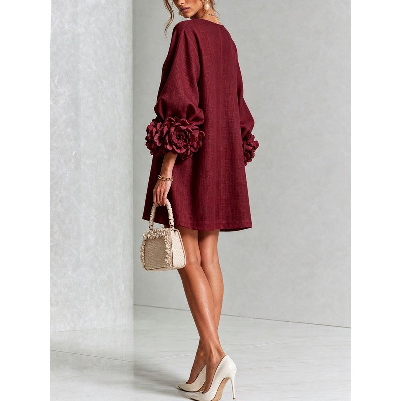 Anita | Floral Appliqué Cuffs and Button Front