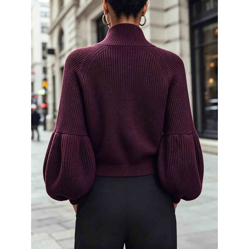 Gwyneth | Cropped Zip-Up Knit Cardigan