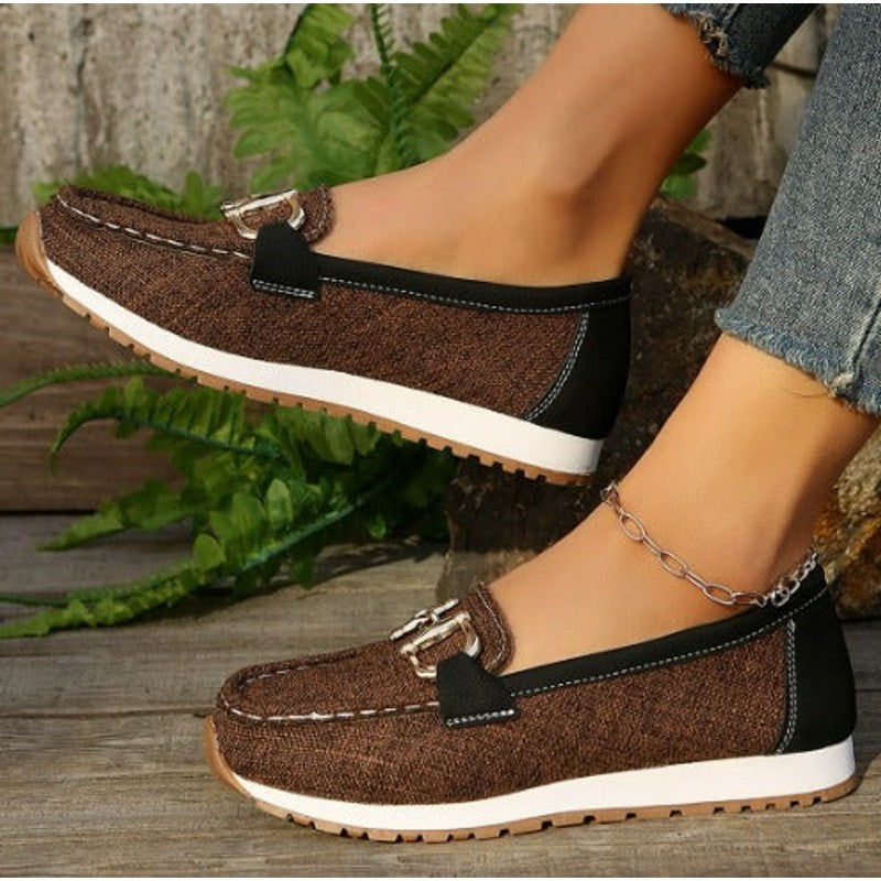 Women Margaux | Woven Buckle Flat Loafers