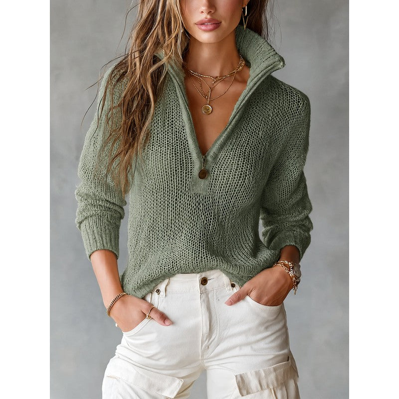 Women's Sweater | Monica Half-Zip Knit Top