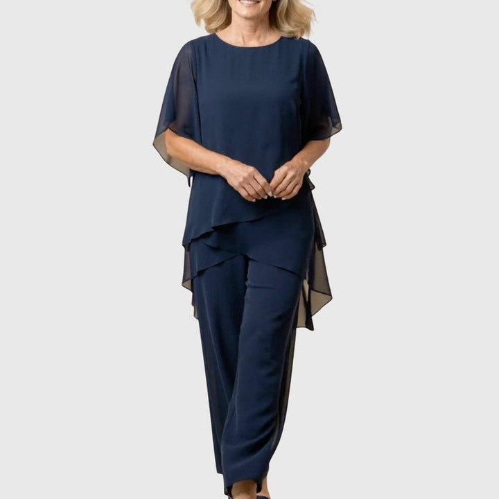 Chiara | Completo con top drappeggiato e pantaloni palazzo