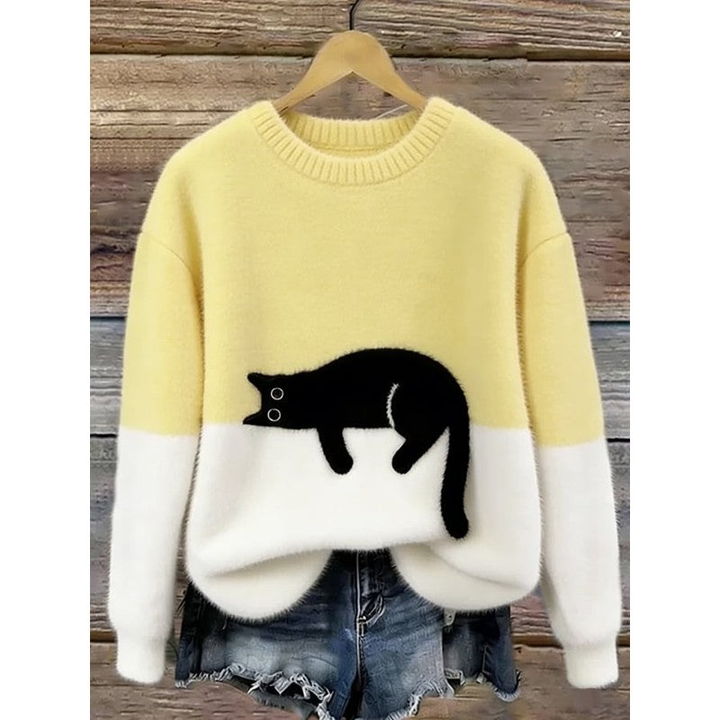 Clara | Oversize-Pullover mit Katzenmotiv