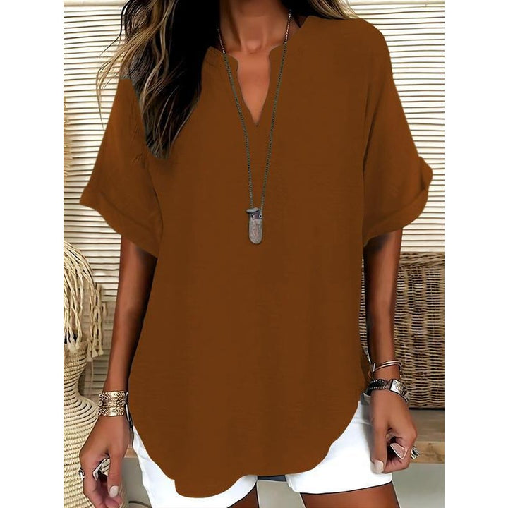 Women’s Blouse | Relaxed V-Neck Short-Sleeve
