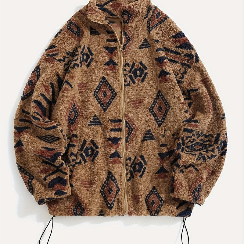 Carmen | Geometric Pattern Zip-Up Jacket
