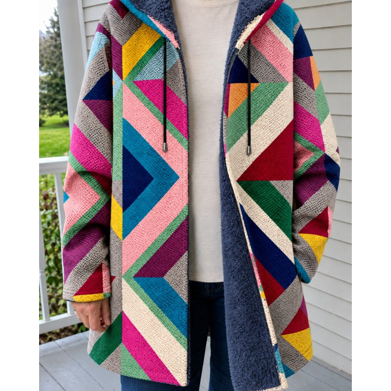 Marguerite | Printed Hooded Zip-Up Coat