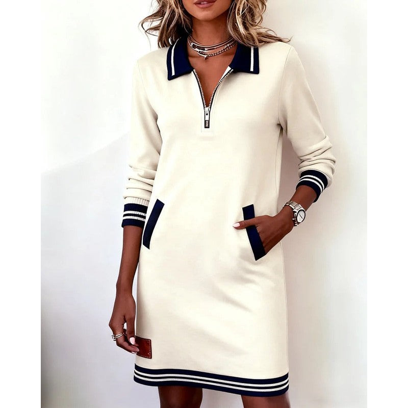 Rosalind | Striped Zip-Front Polo Dress