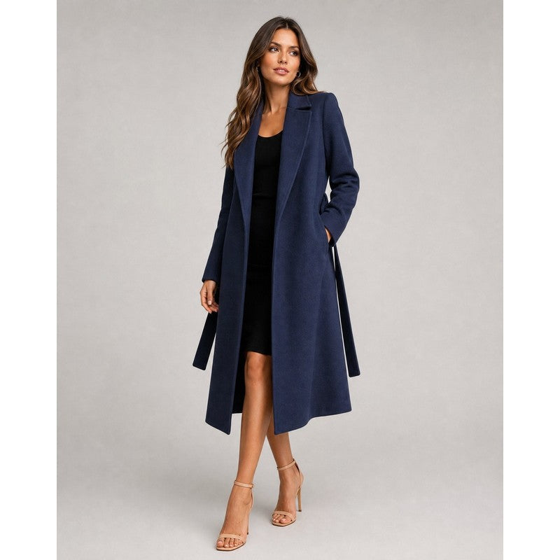 Josie | Belted Lapel Collar Long Coat