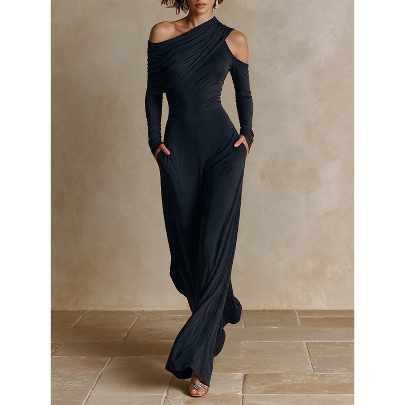 Serena | One-Shoulder Draped Jumpsuit