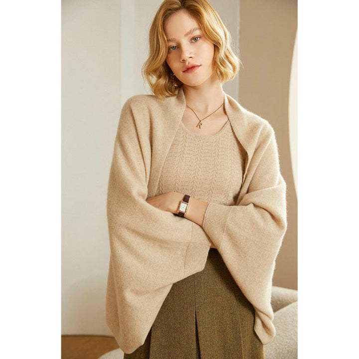 Riley | Completo da donna composto da cardigan in maglia morbida e scialle
