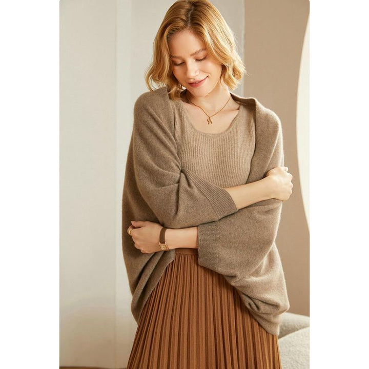 Riley | Completo da donna composto da cardigan in maglia morbida e scialle