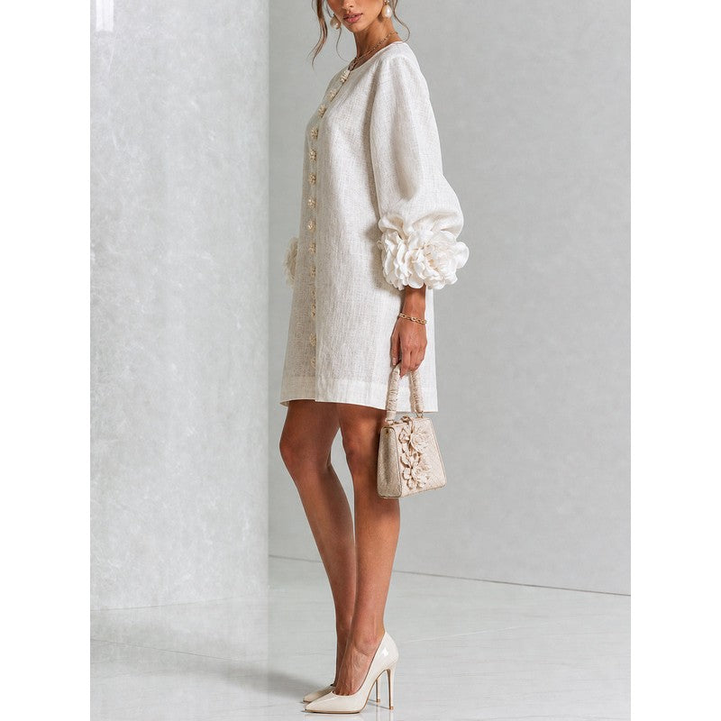 Anita | Floral Appliqué Cuffs and Button Front