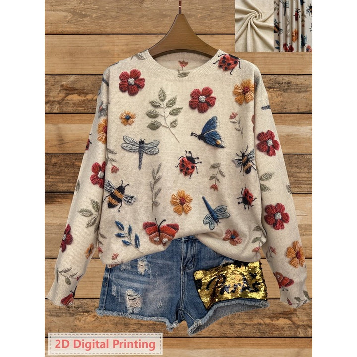 Elsie | Relaxed Fit Botanical Print Sweater