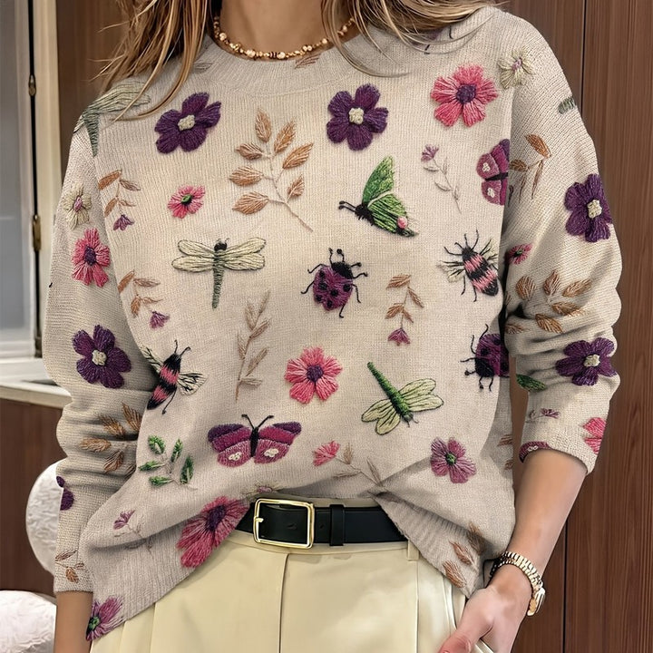 Elsie | Relaxed Fit Botanical Print Sweater