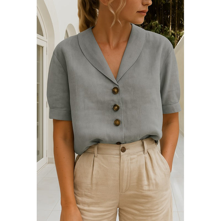 Sophia | Shawl Collar Button-Front Blouse