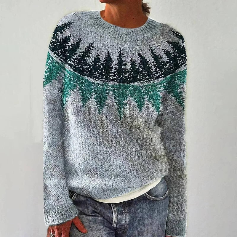Clara | Scandinavian-Knit Forest Landscape Sweater