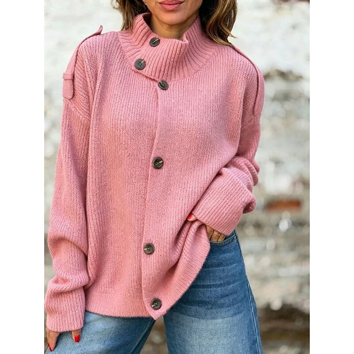 Women’s Buttoned Stand-Collar Cardigan