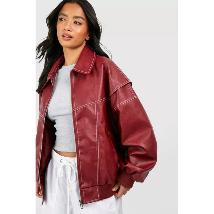 Renée | Oversized Point-Collar Bomber Jacket