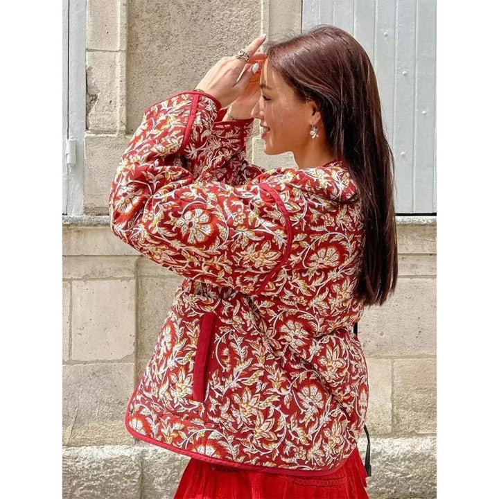 Ivy | Quilted Floral Zip-Front Jacket