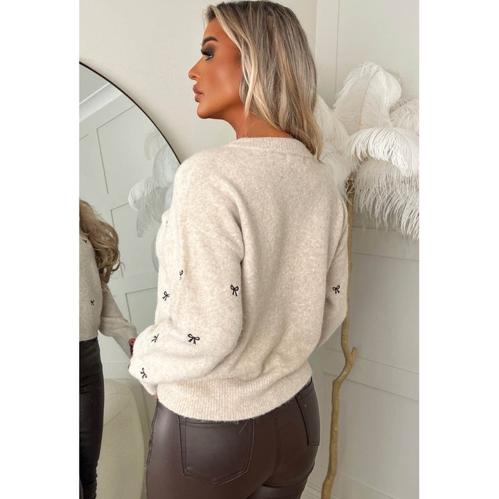 Elara | Embroidered Bow Cardigan