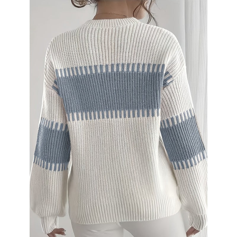 Clara | Colour-Block Striped Cropped Pullover