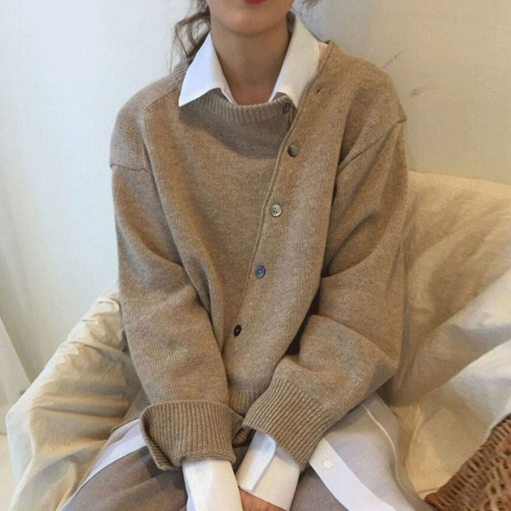 Women's Cardigan | Asymmetrical Button-Front Knit