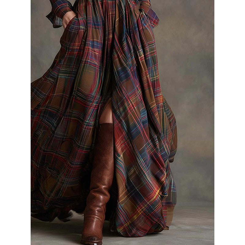 Beatriz | Plaid Belted Maxi Dress