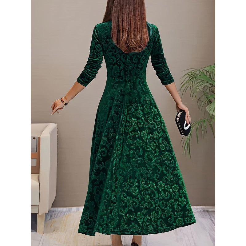 Adeline | Long-Sleeve Floral Midi Dress