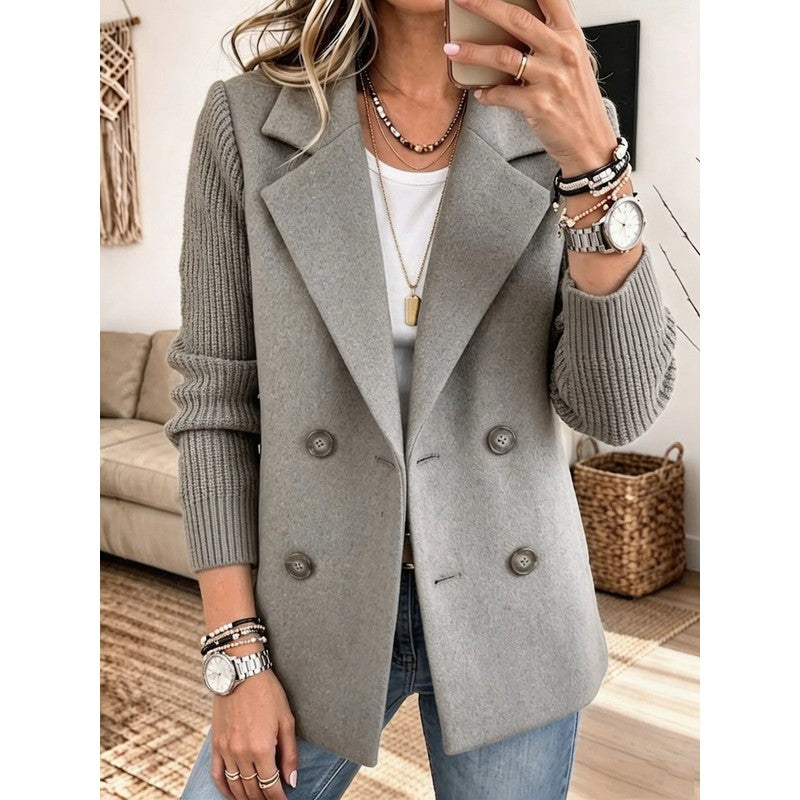 Carla | Two-Tone Knit-Sleeve Blazer