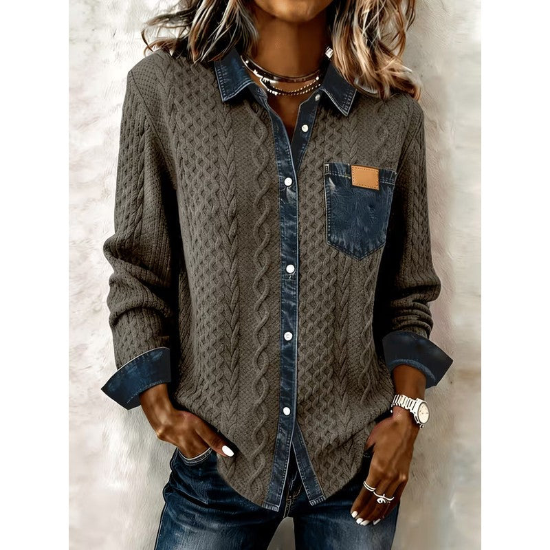 Rowan | Camicia con pannelli intrecciati e bordi a contrasto