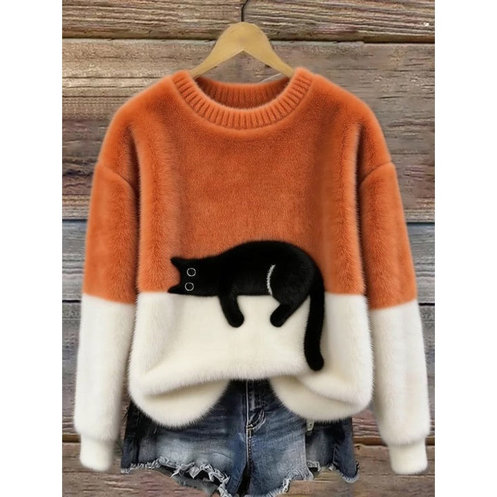 Clara | Oversize-Pullover mit Katzenmotiv