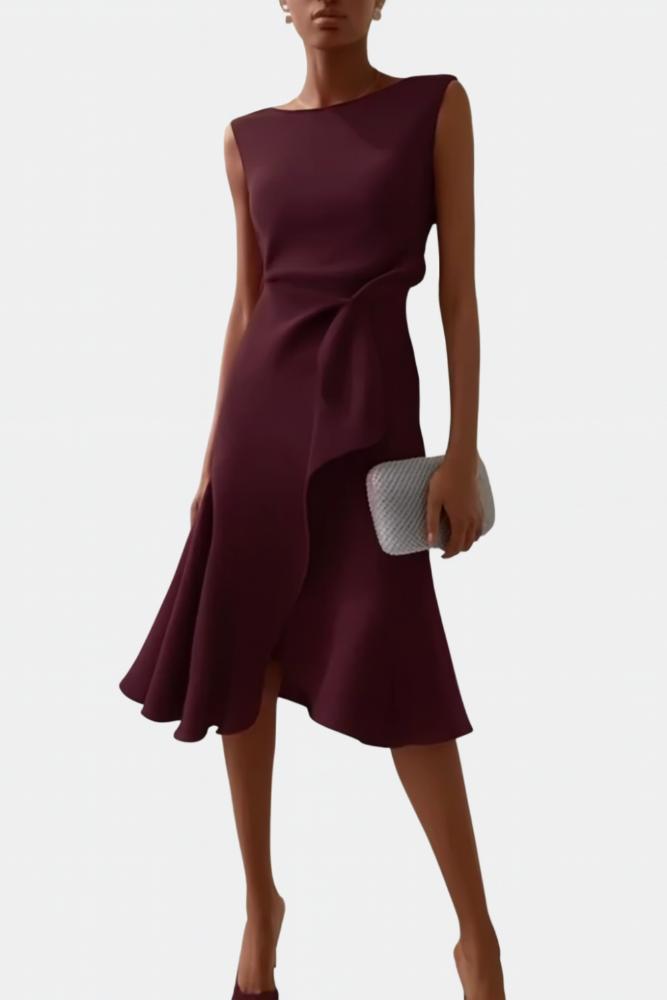 Scarlett | Abito midi asimmetrico drappeggiato