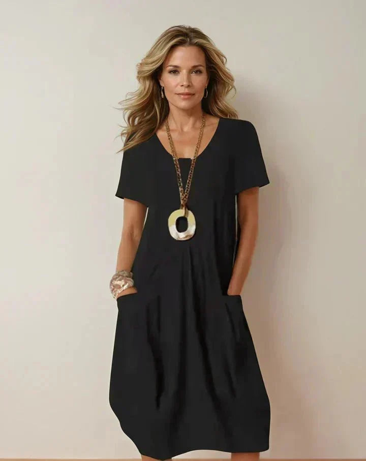 Ursula | Vestido midi descontraído com bolsos