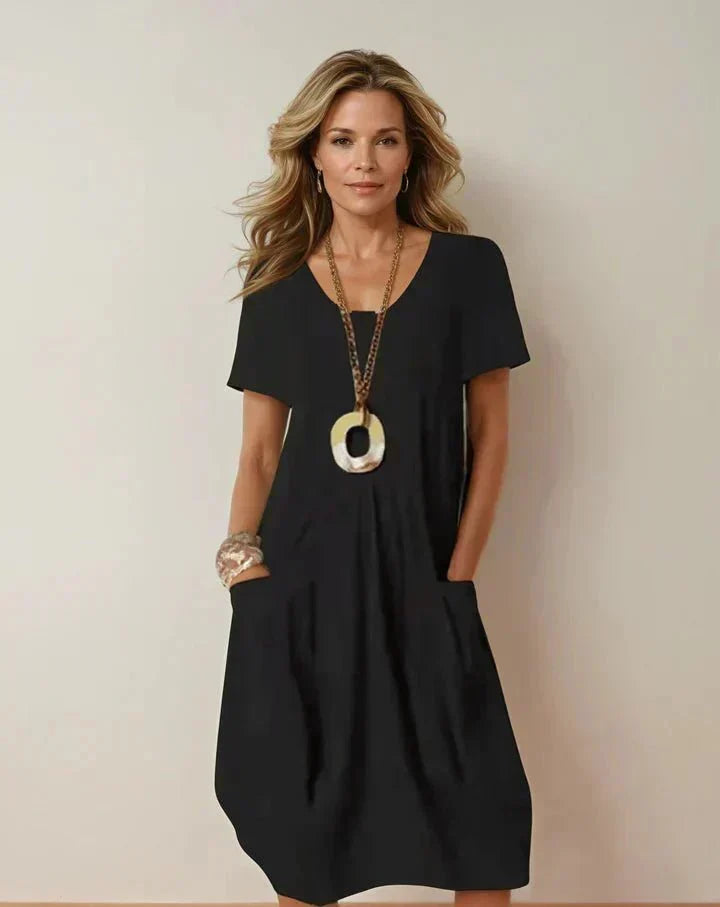 Ursula | Vestido midi descontraído com bolsos