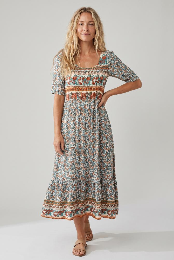 Joanna | Μίντι φόρεμα με boho μοτίβο