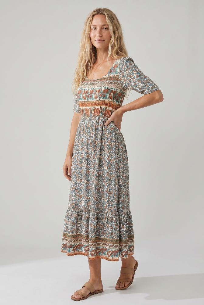 Joanna | Μίντι φόρεμα με boho μοτίβο