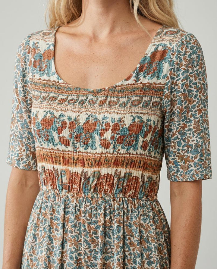 Joanna | Μίντι φόρεμα με boho μοτίβο