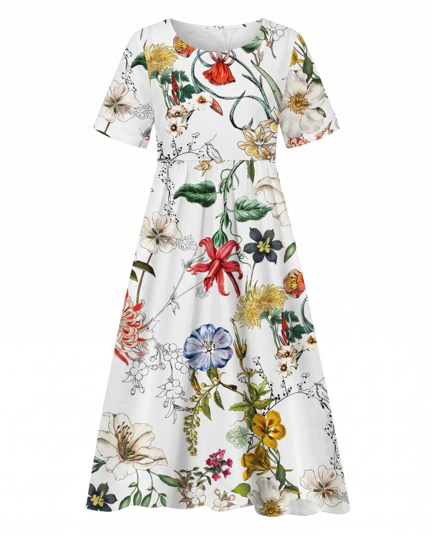 Jacqueline | Midi-jurk met bloemenprint