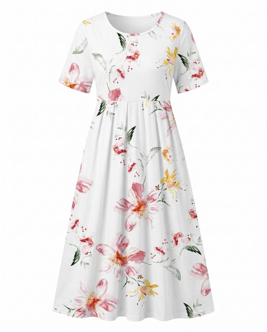 Jacqueline | Midi-jurk met bloemenprint